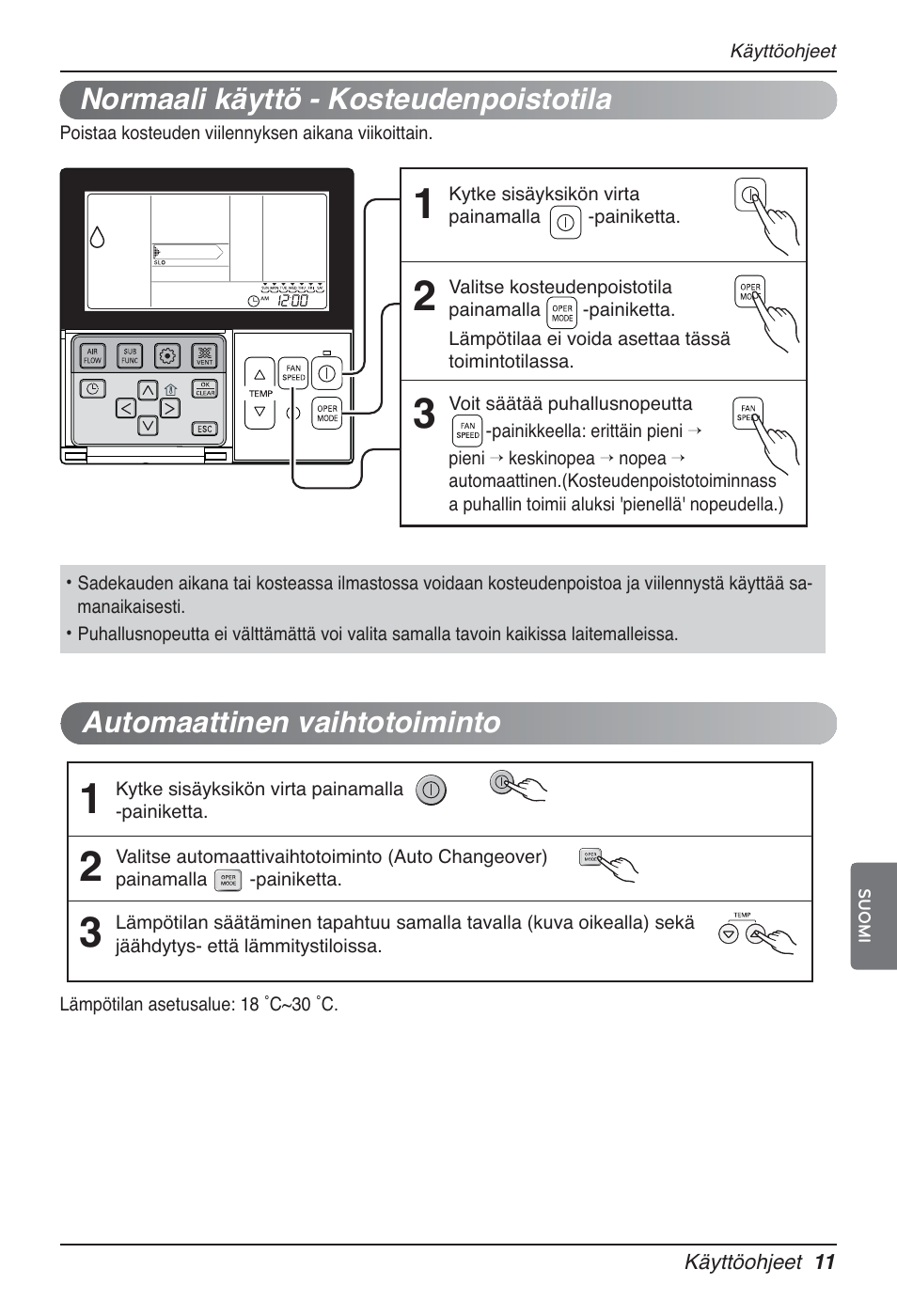 Automaattinen vaihtotoiminto, Normaali käyttö - kosteudenpoistotila | LG UT60 User Manual | Page 657 / 723