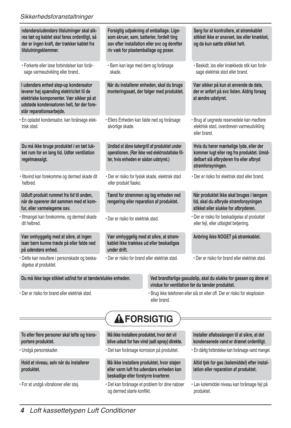 Forsigtig, 4 loft kassettetypen luft conditioner | LG UT60 User Manual | Page 688 / 723