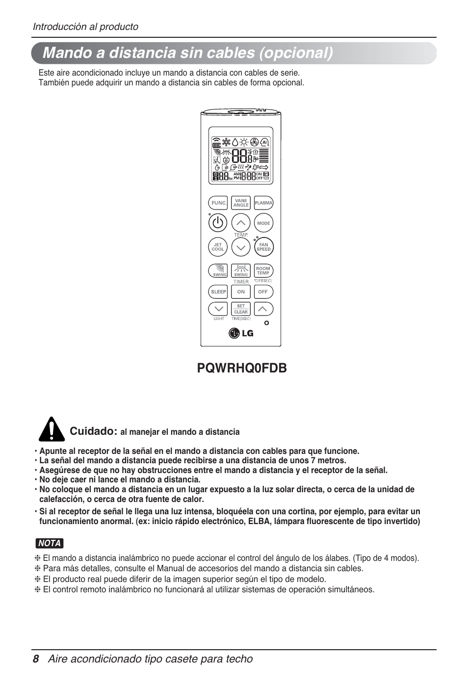 Mando a distancia sin cables (opcional), Pqwrhq0fdb | LG UT60 User Manual | Page 84 / 723