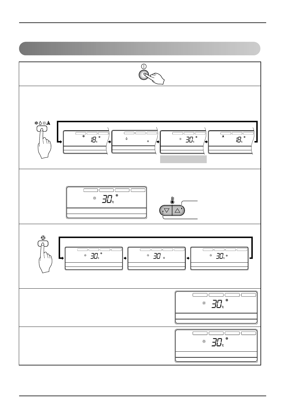 Aire acondicionado de canalización de techo, Sobre el mando a distancia 16, Pantalla de par metros | Fijar la temperatura, Seleccionar la velocidad del ventilador | LG B30AHV User Manual | Page 16 / 32