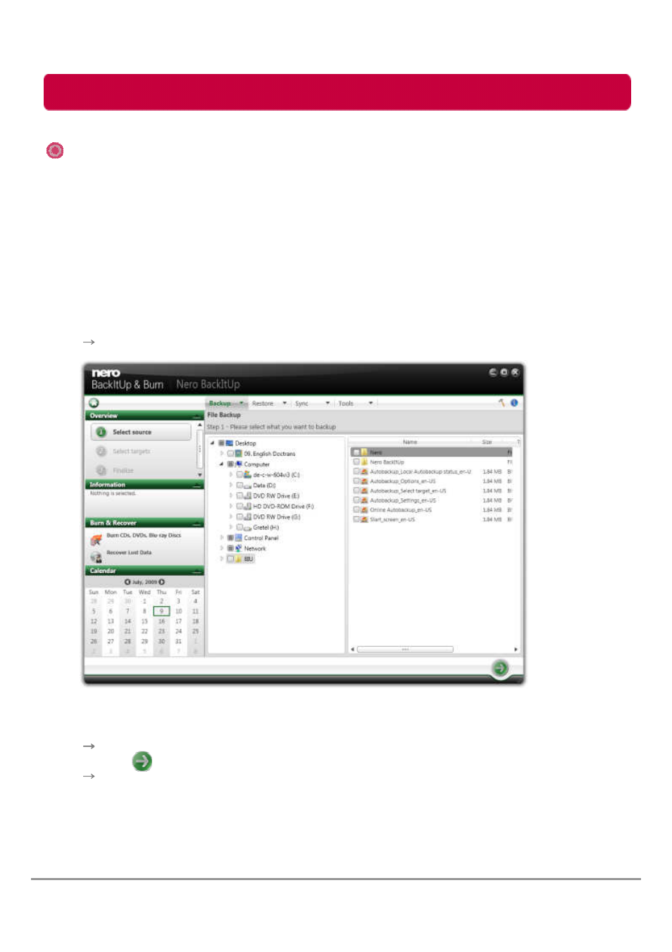 Backup program, Backing up files | LG HXE2S1TGL User Manual | Page 21 / 34