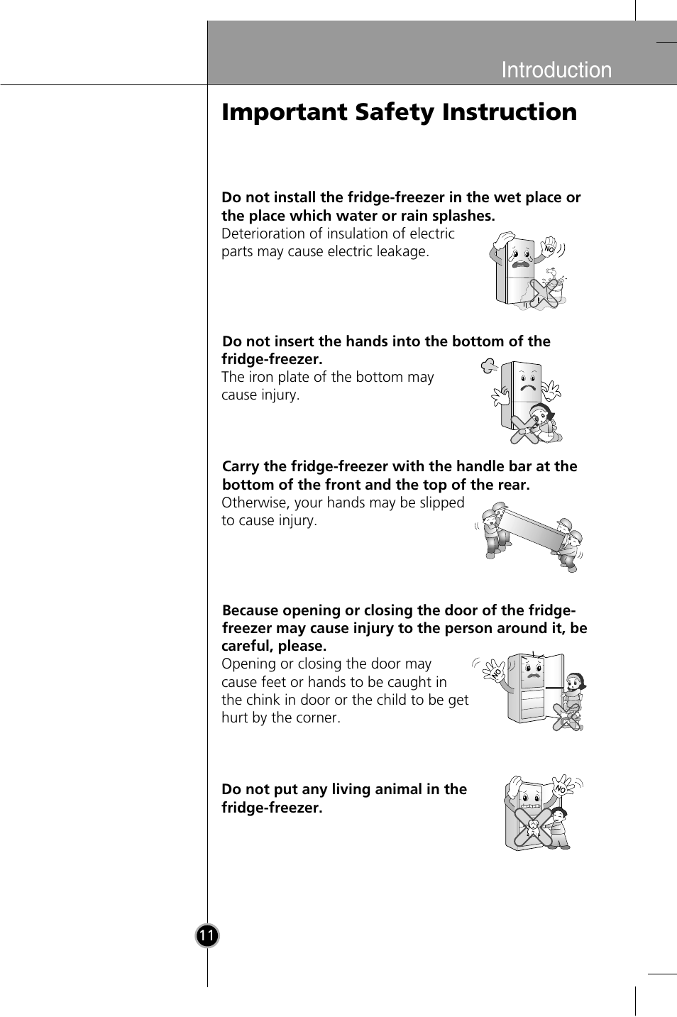 Important safety instruction, Introduction | LG GR-B409BLQA User Manual | Page 10 / 80