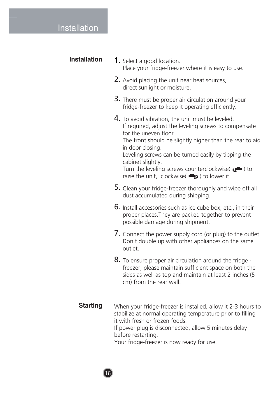Installation | LG GR-B409BLQA User Manual | Page 15 / 80