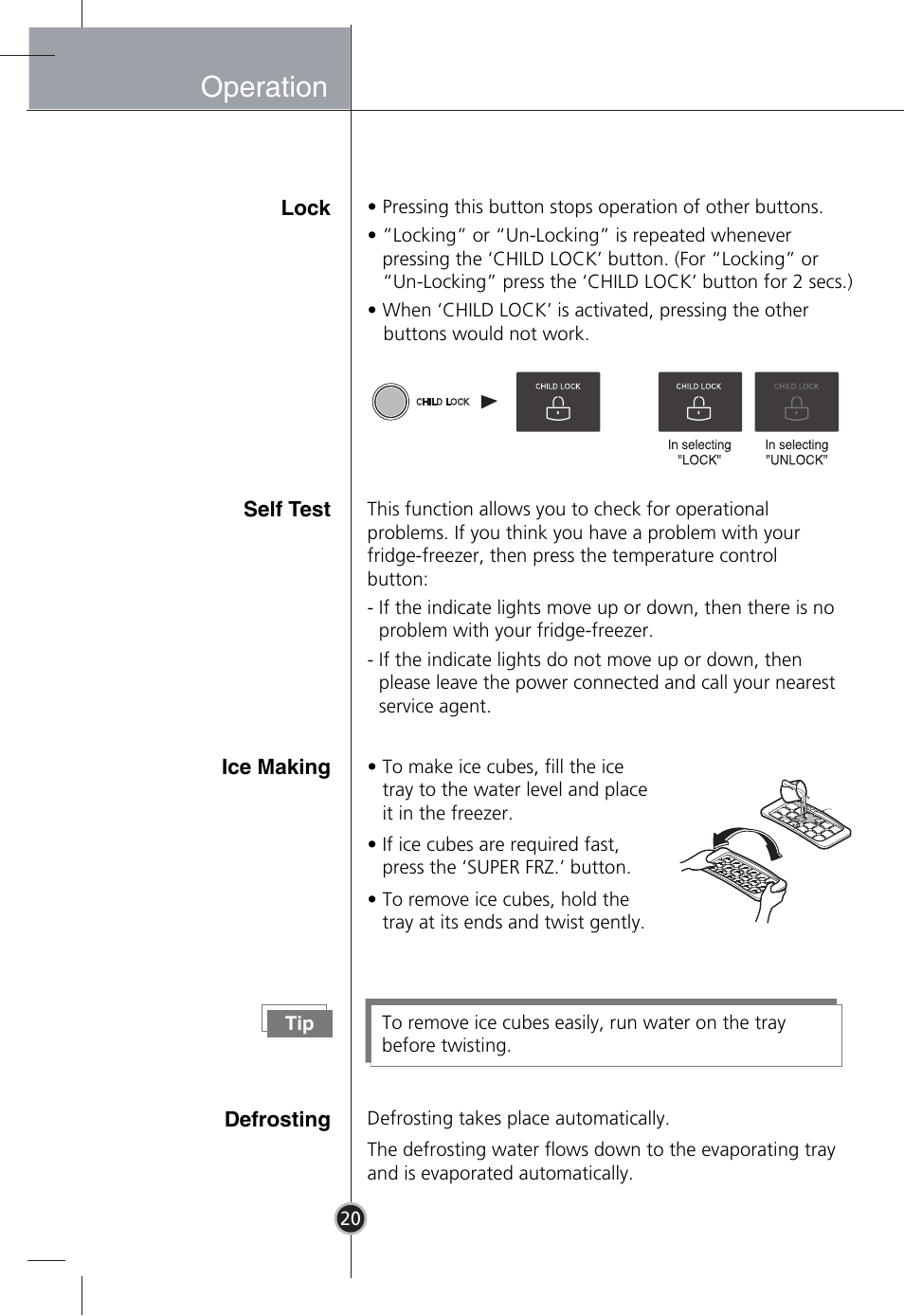 Operation | LG GR-B409BLQA User Manual | Page 19 / 80