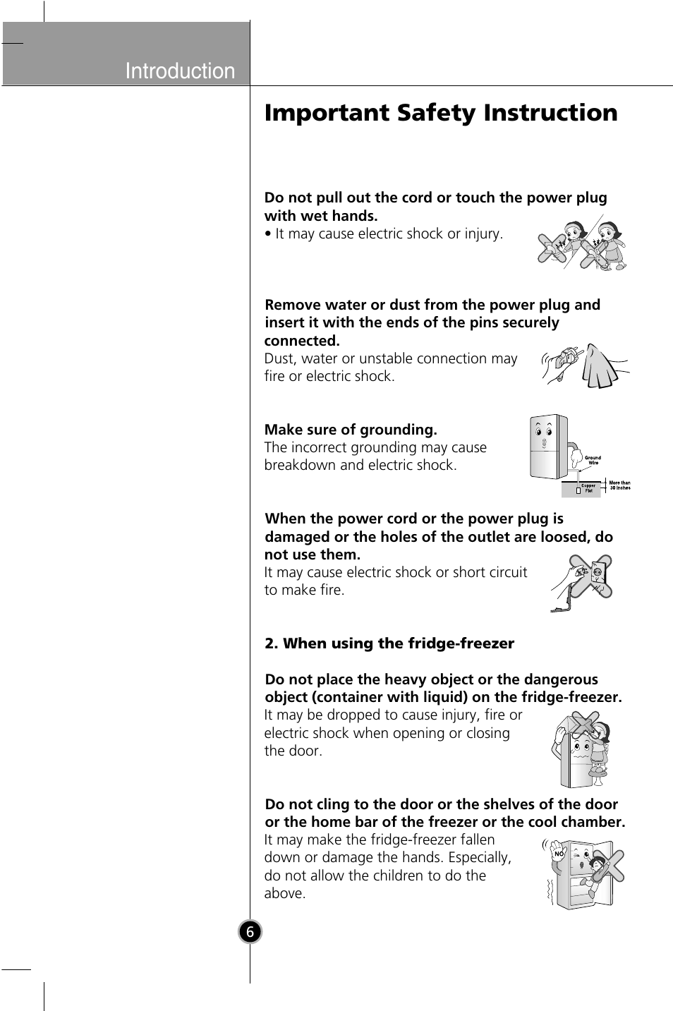 Important safety instruction, Introduction | LG GR-B409BLQA User Manual | Page 5 / 80
