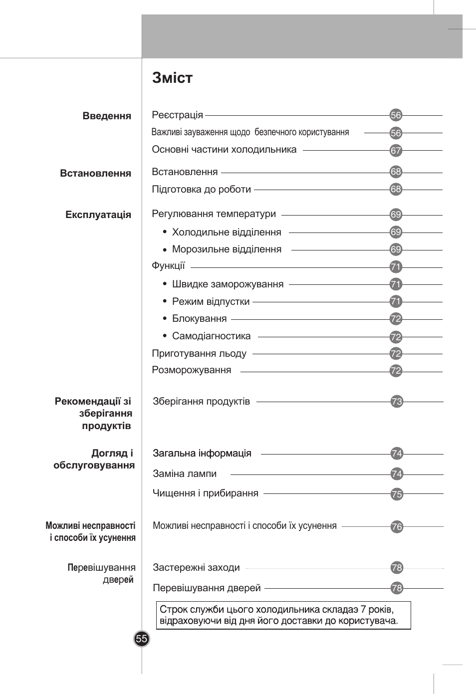 Зміст | LG GR-B409BLQA User Manual | Page 54 / 80