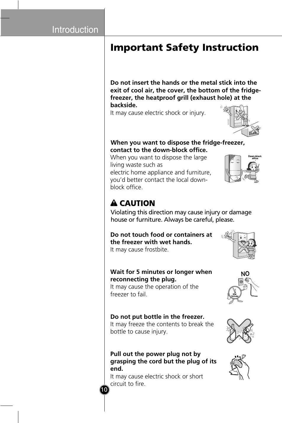 Important safety instruction, Introduction | LG GR-B409BLQA User Manual | Page 9 / 80