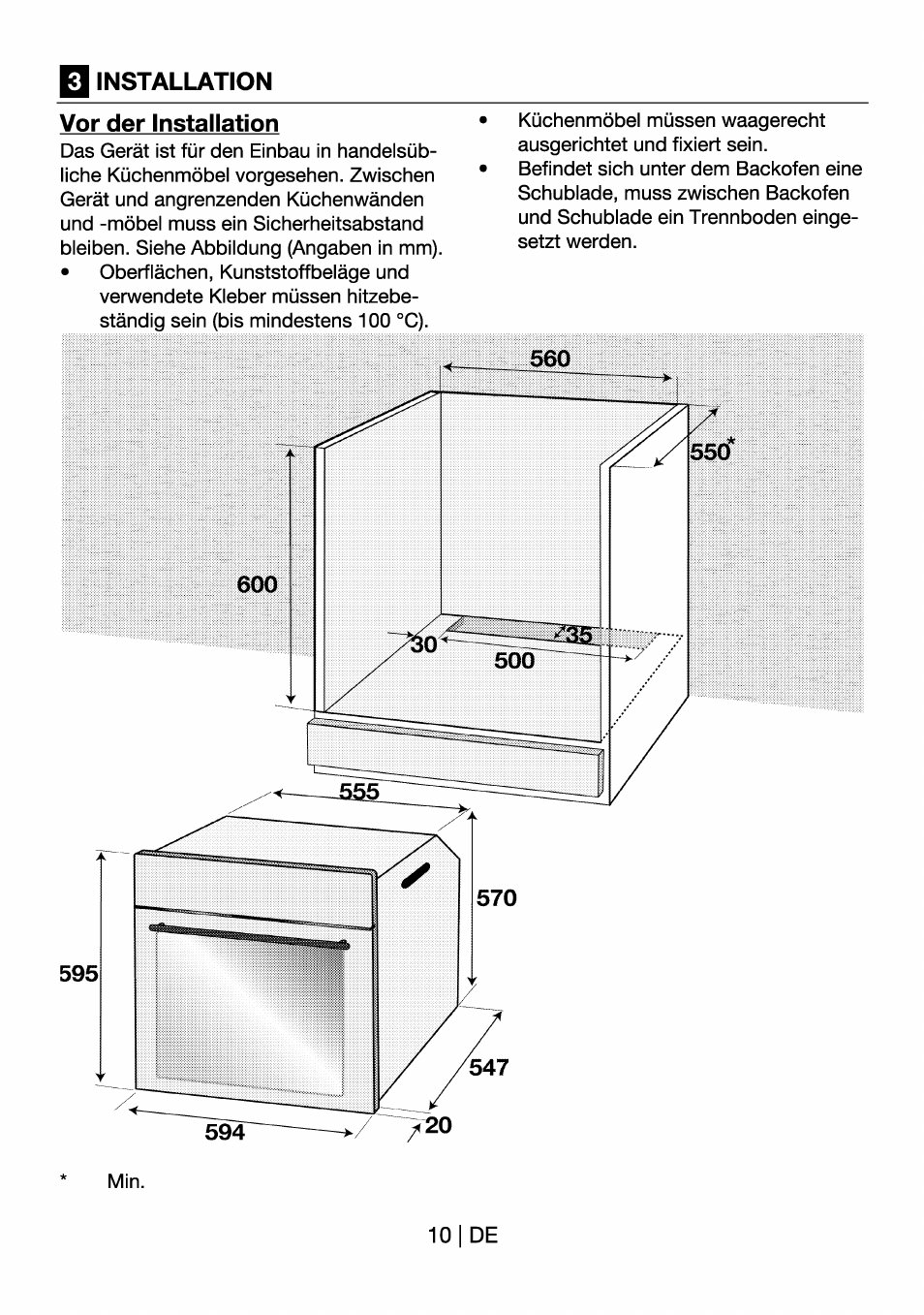 Installation, Vor der installation, Before installation | Installation vor der installation | Beko OIM 22301 X User Manual | Page 34 / 75