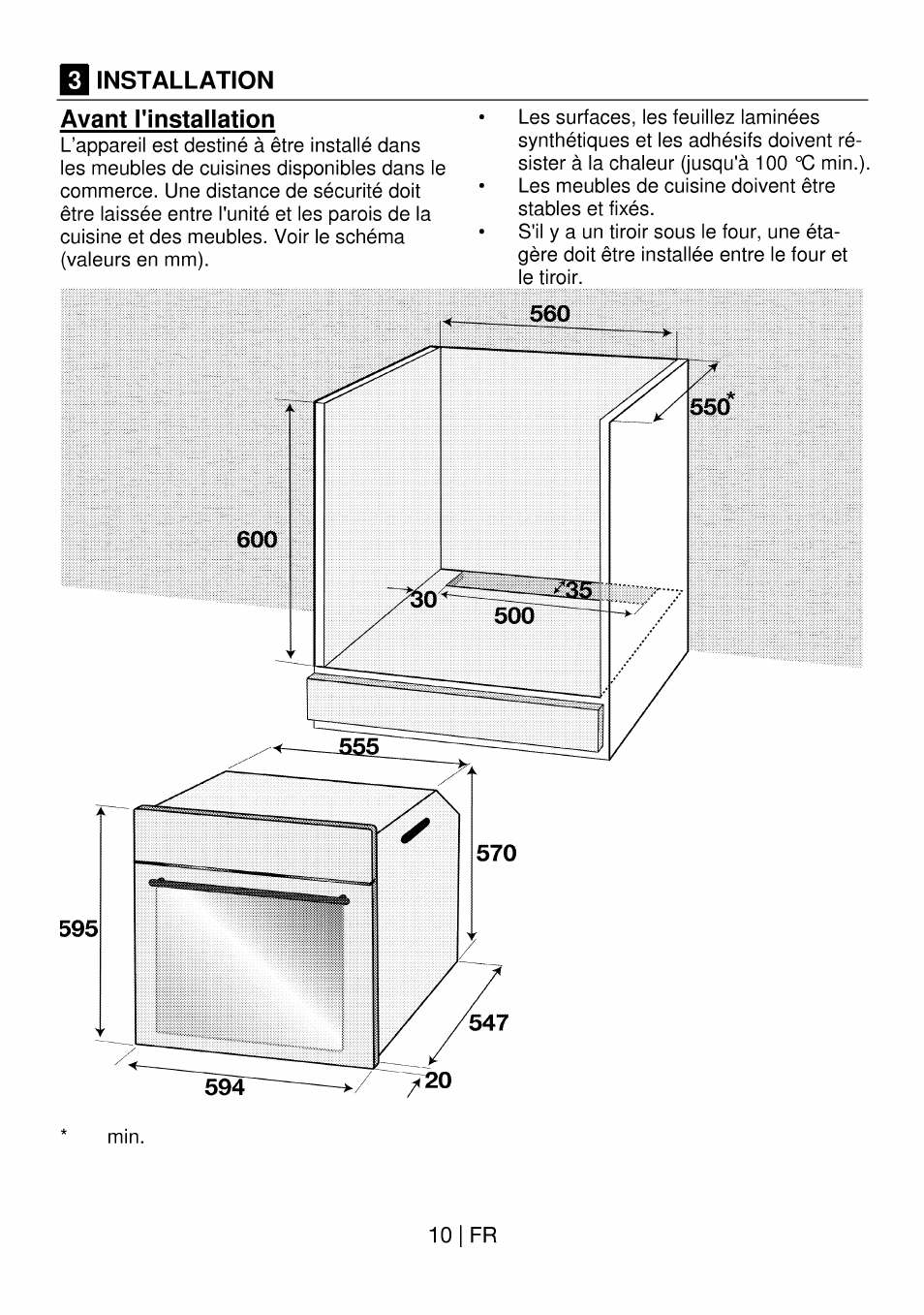 Installation, Avant rinstallation, 3 installation | Installation avant rinstallation, 10 i fr | Beko OIM 22301 X User Manual | Page 58 / 75