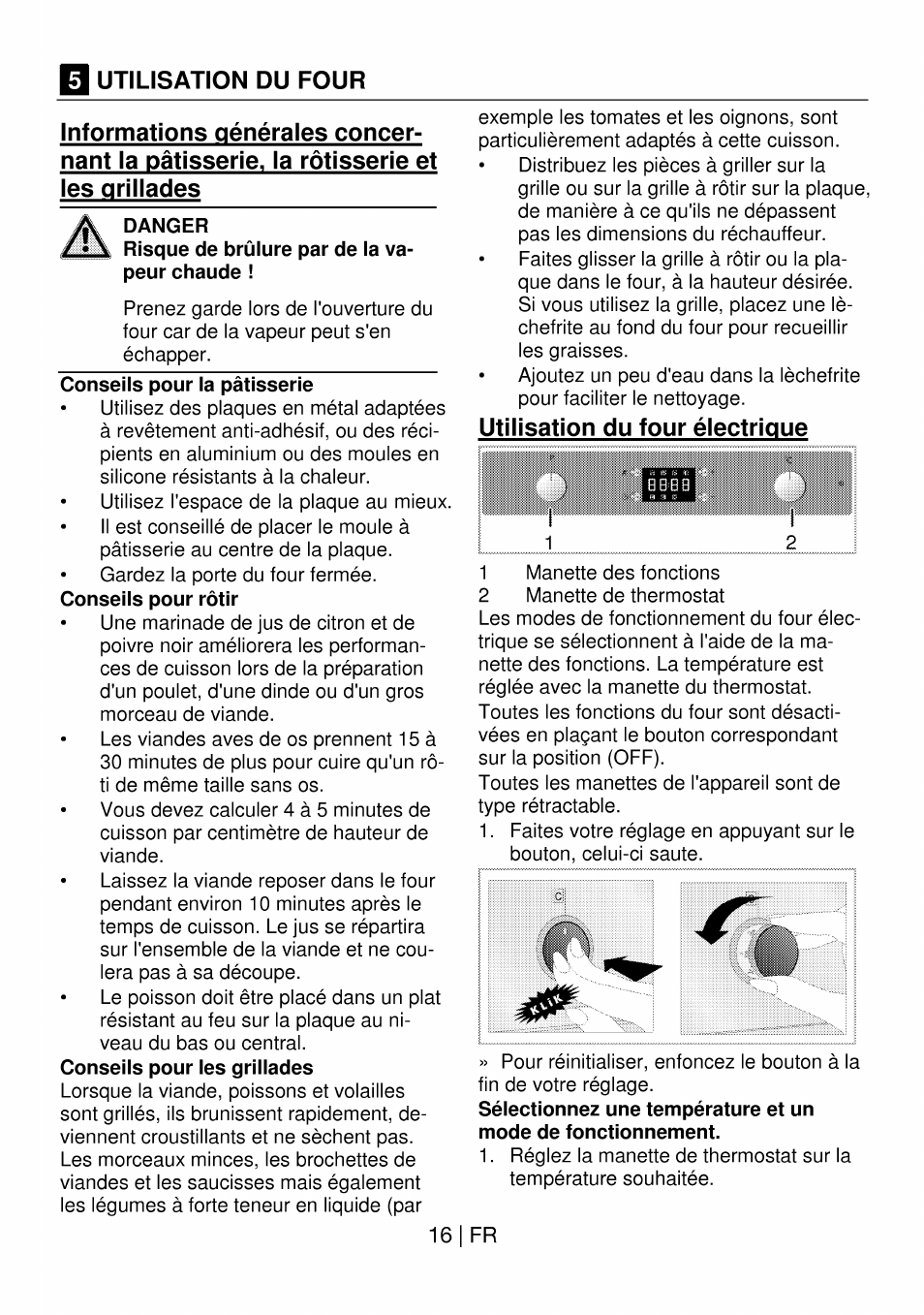 Utilisation du four, A danger, Utilisation du four électrique | Beko OIM 22301 X User Manual | Page 64 / 75