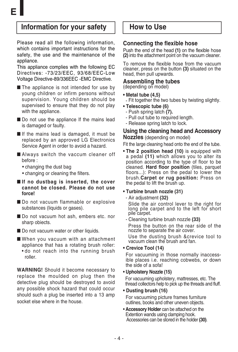 Information for your safety how to use | LG V-C4B43NT User Manual | Page 5 / 9