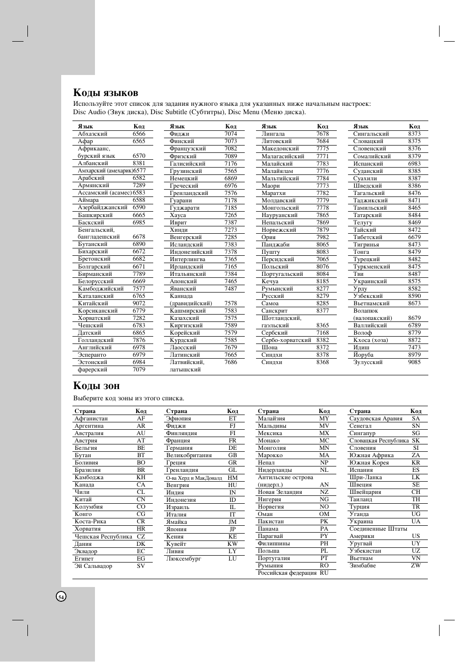 Ду‰˚ бум, Ду‰˚ ﬂб˚ну | LG HDRF990 User Manual | Page 54 / 58