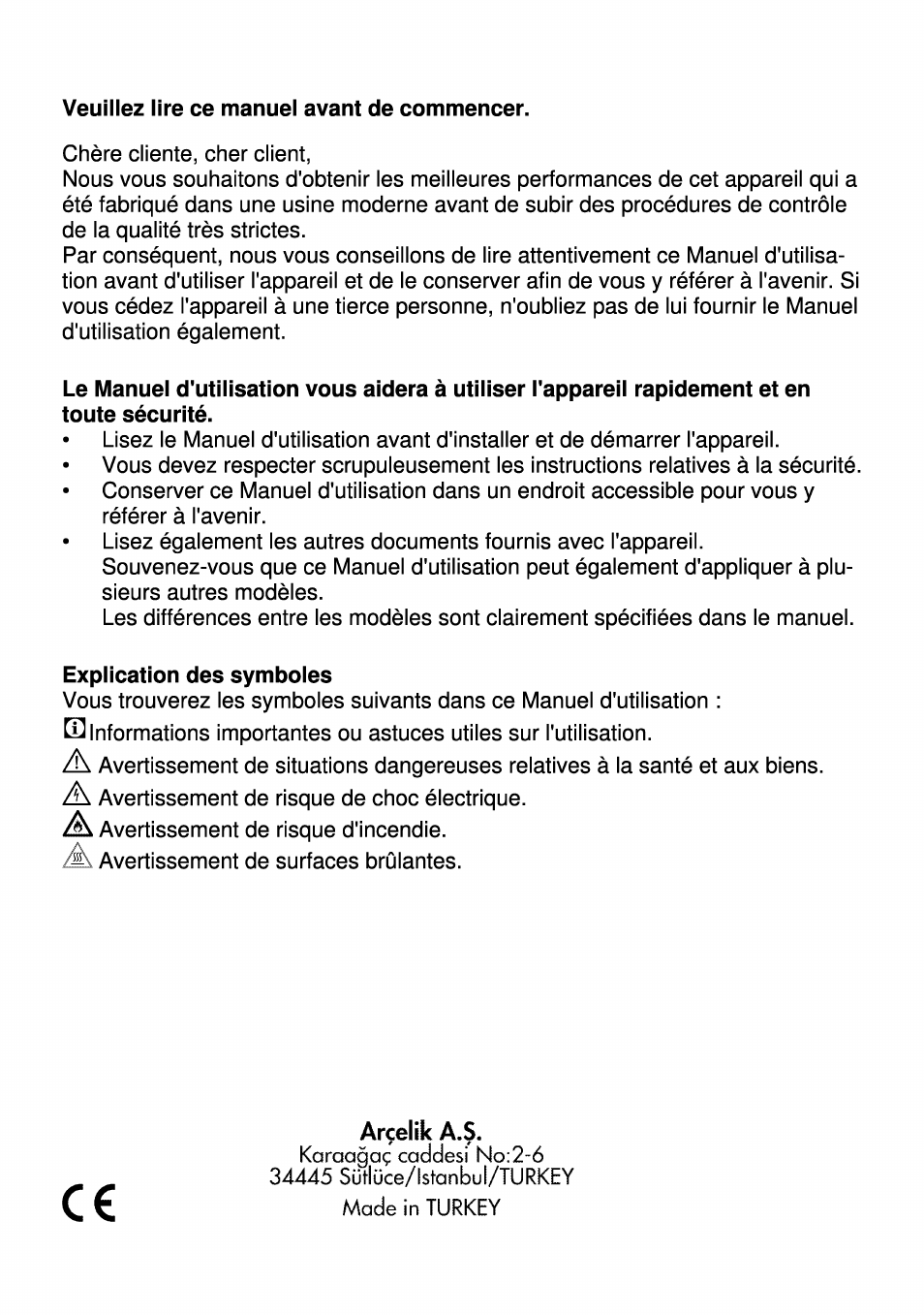Veuillez lire ce manuel avant de commencer, Arçelik a.ç | Beko HII 64400 AT User Manual | Page 52 / 76