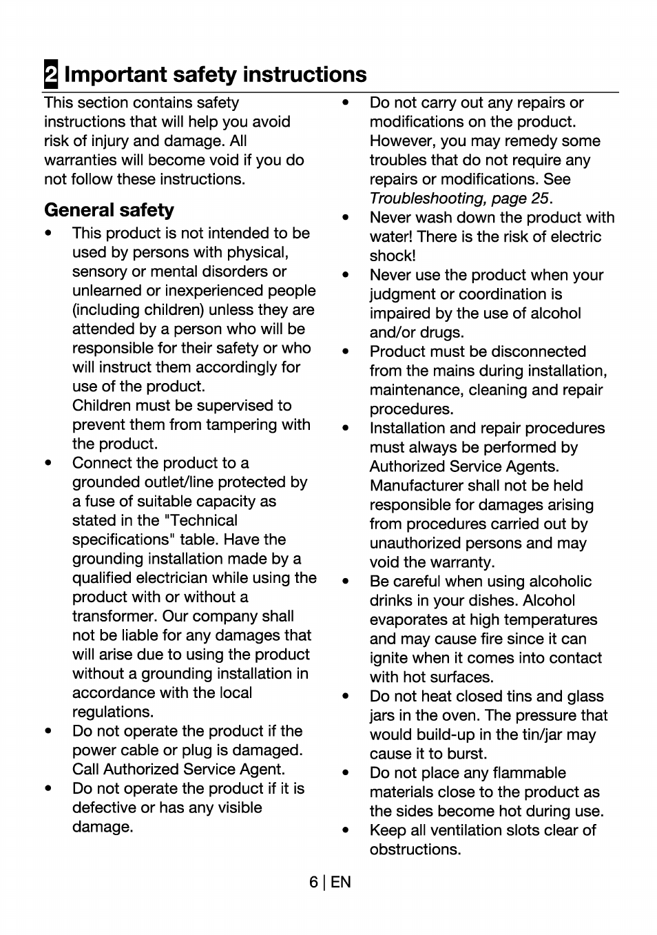 Q important safety instructions, General safety | Beko HII 64400 AT User Manual | Page 6 / 76