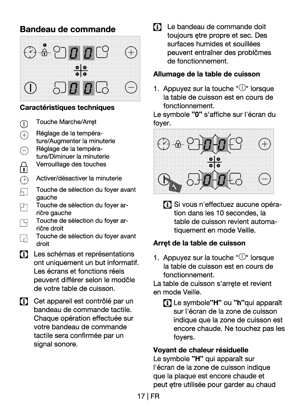 Bandeau de commande, Caractéristiques techniques, Qllcs | Beko HII 64400 AT User Manual | Page 67 / 76