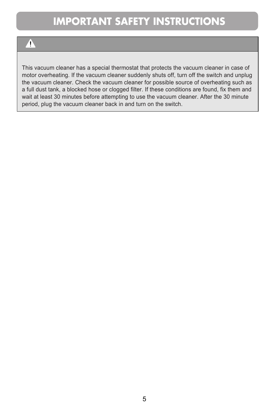 Important safety instructions, Caution | LG VC39101HU User Manual | Page 6 / 29