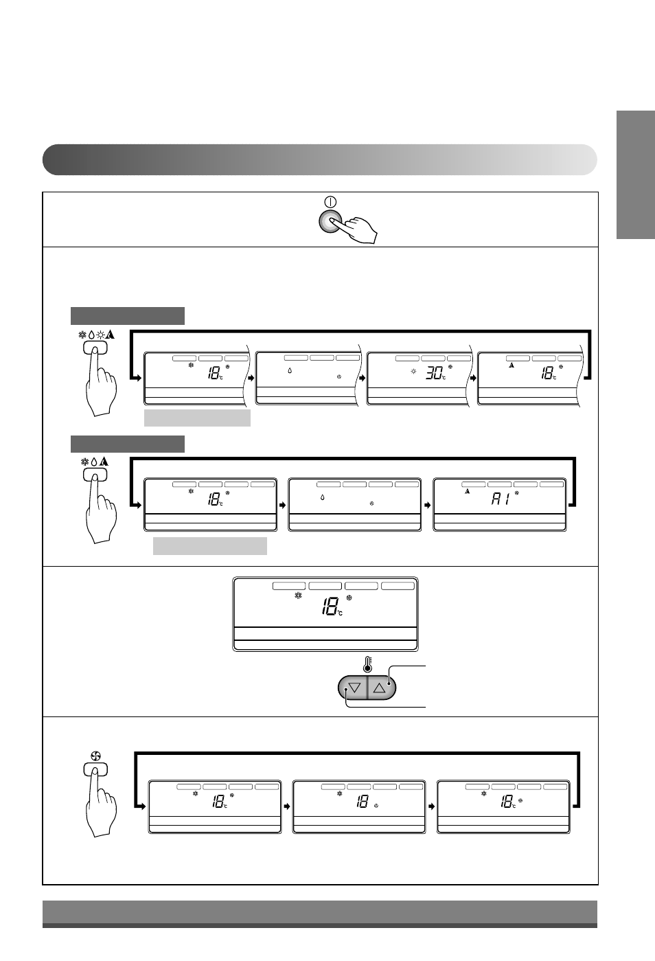 English, Cooling operation mode, Cooling model cooling operation soft dry operation | Auto operation, Operation display, Press the on/off button, Set the fan speed | LG LB-H368GSS0 User Manual | Page 11 / 46