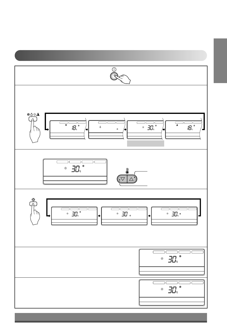 English, Heating operation mode (heat pump model only), Operation display | Set the temperature, Set the fan speed | LG LB-H368GSS0 User Manual | Page 13 / 46