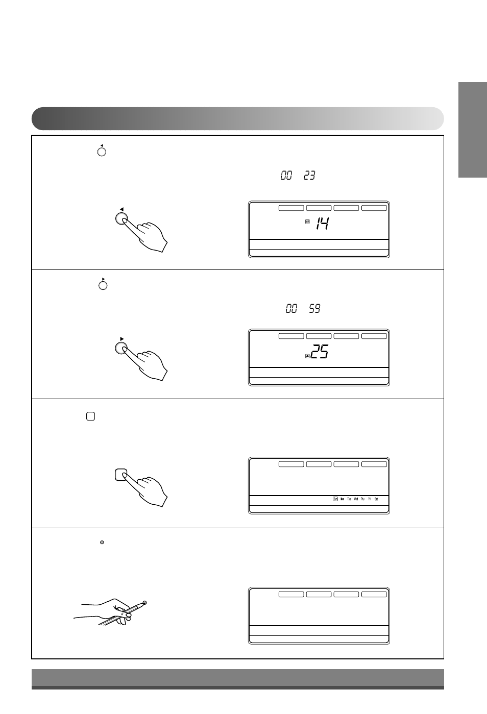 English, Set the current time and a day of the week, You can set the number of the current hour | You can set the number of the current minute | LG LB-H368GSS0 User Manual | Page 7 / 46