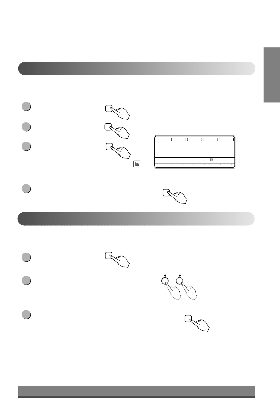 English, Press the week button. select the tuesday | LG LB-H368GSS0 User Manual | Page 9 / 46