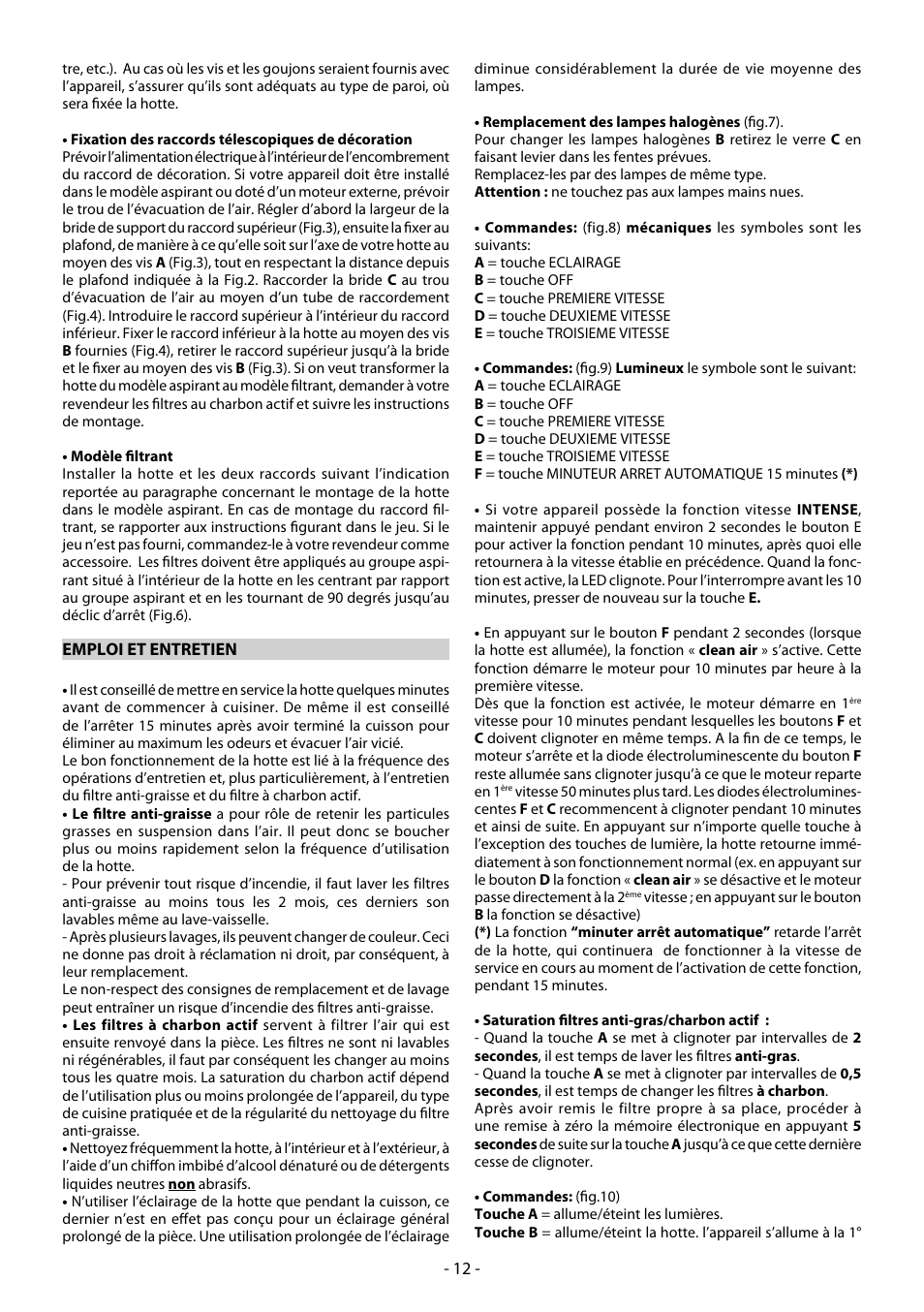 Emploi et entretien | Beko CWB 6550 X User Manual | Page 12 / 20