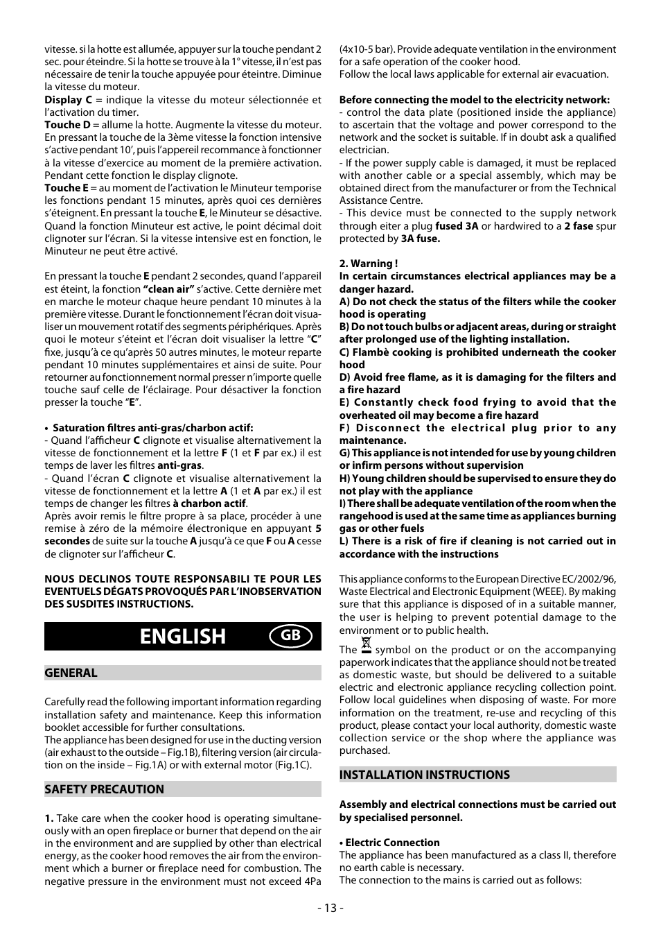 English | Beko CWB 6550 X User Manual | Page 13 / 20