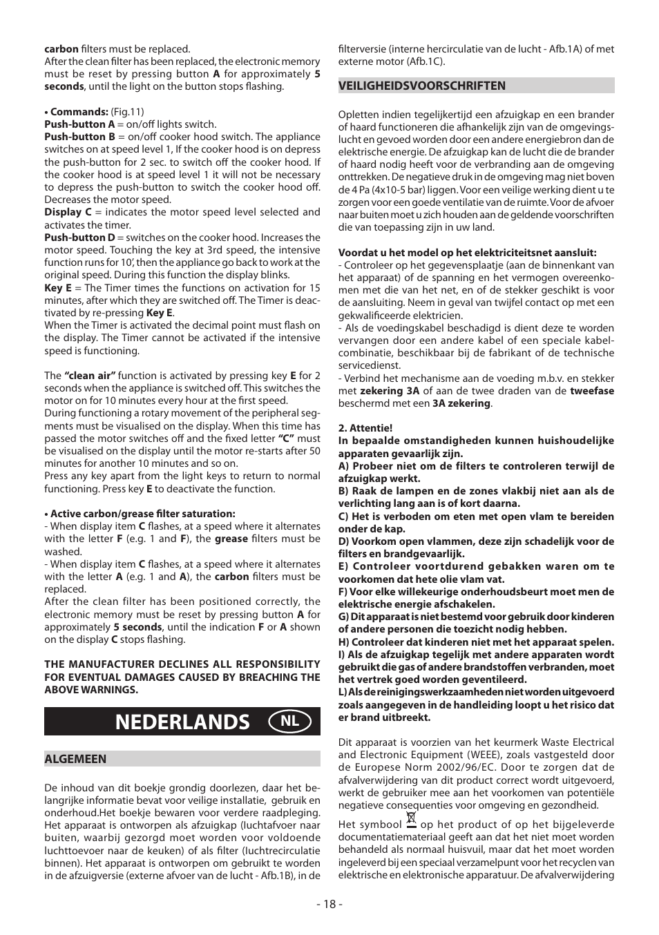 Nederlands | Beko CWB 6610 X User Manual | Page 18 / 24