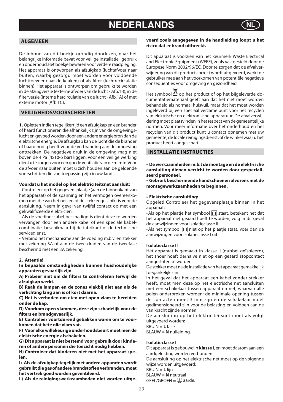 Nederlands | Beko CWB 6930 X User Manual | Page 29 / 40