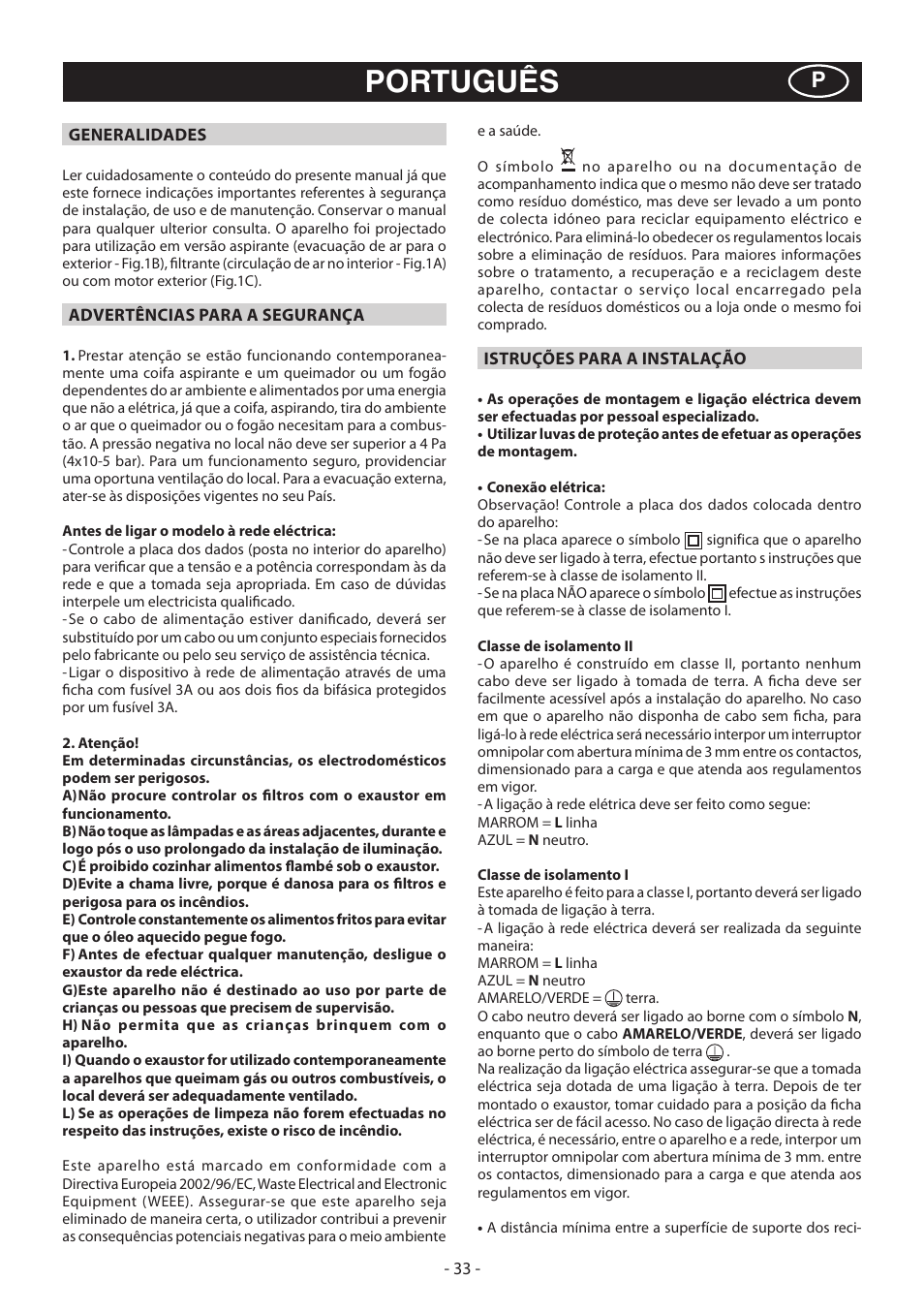 Português | Beko CWB 6930 X User Manual | Page 33 / 40
