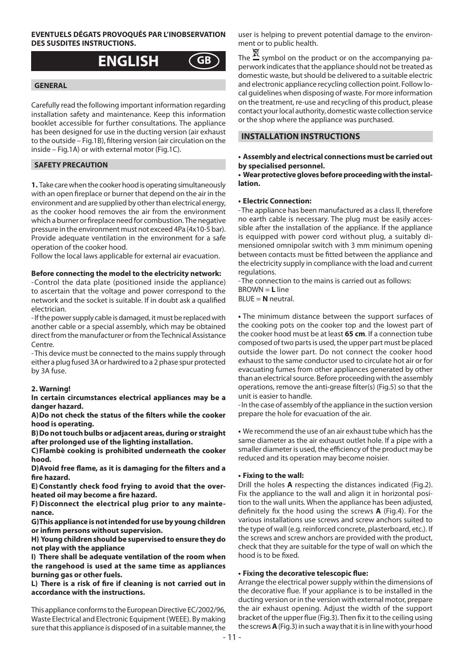 English | Beko CWB 9420 X User Manual | Page 11 / 16