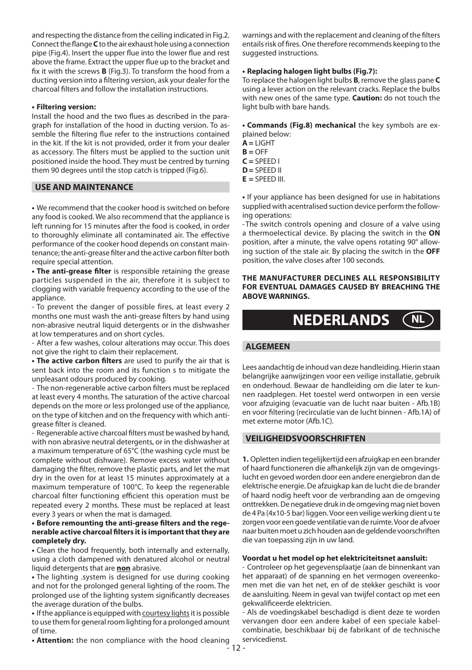 Nederlands | Beko CWB 9420 X User Manual | Page 12 / 16