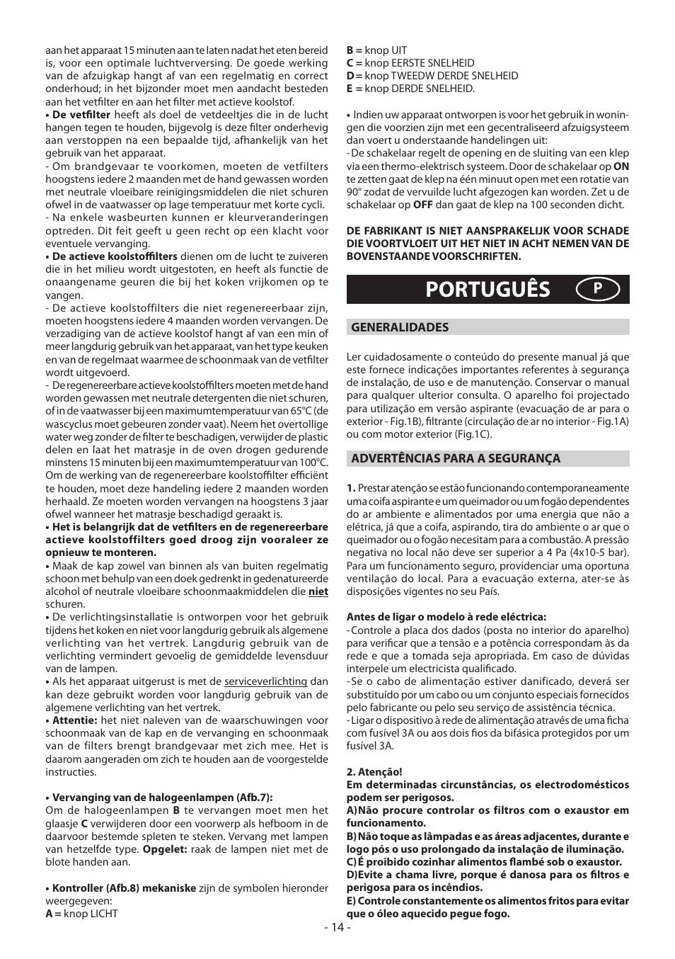 Português | Beko CWB 9420 X User Manual | Page 14 / 16