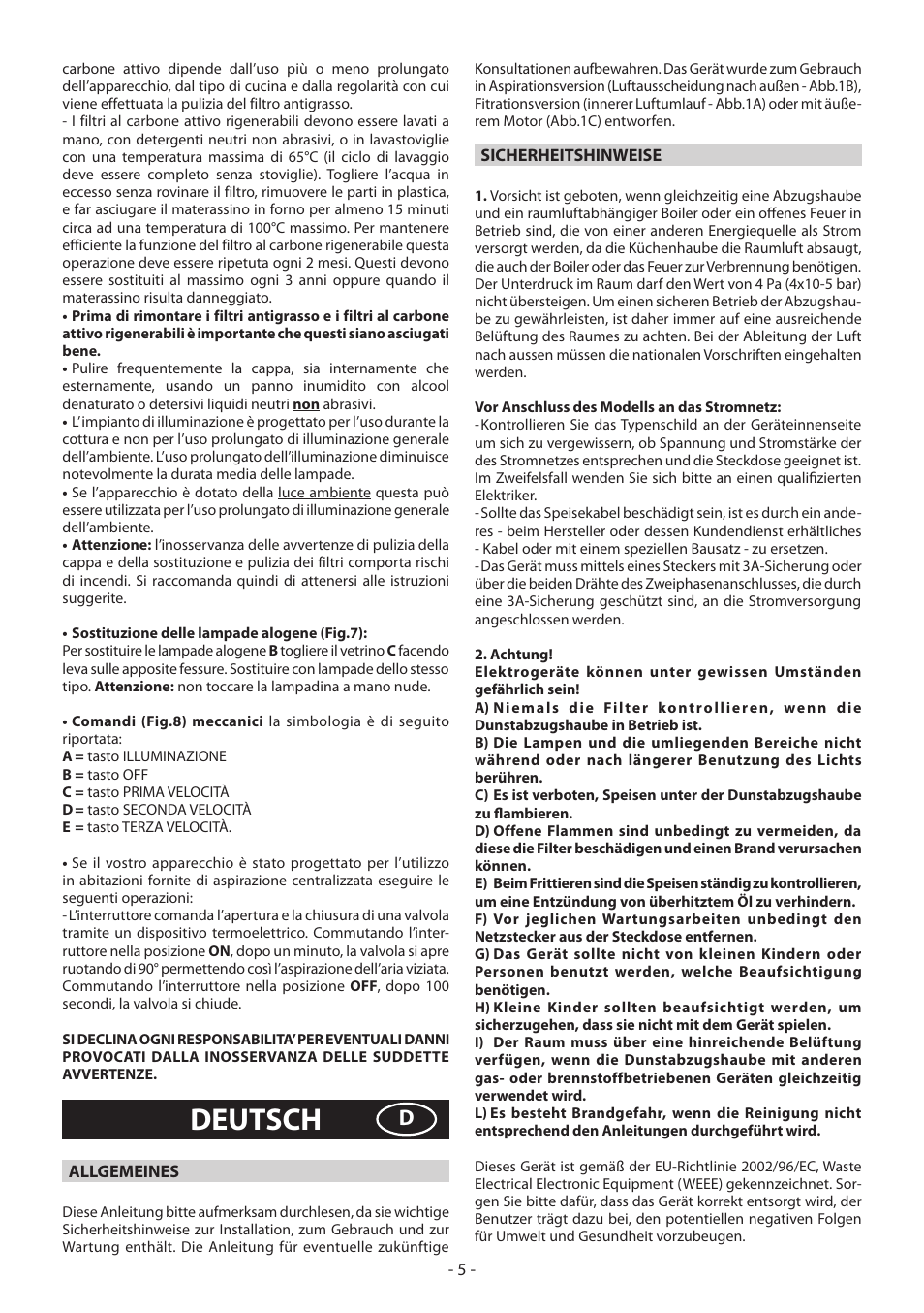 Deutsch | Beko CWB 9420 X User Manual | Page 5 / 16