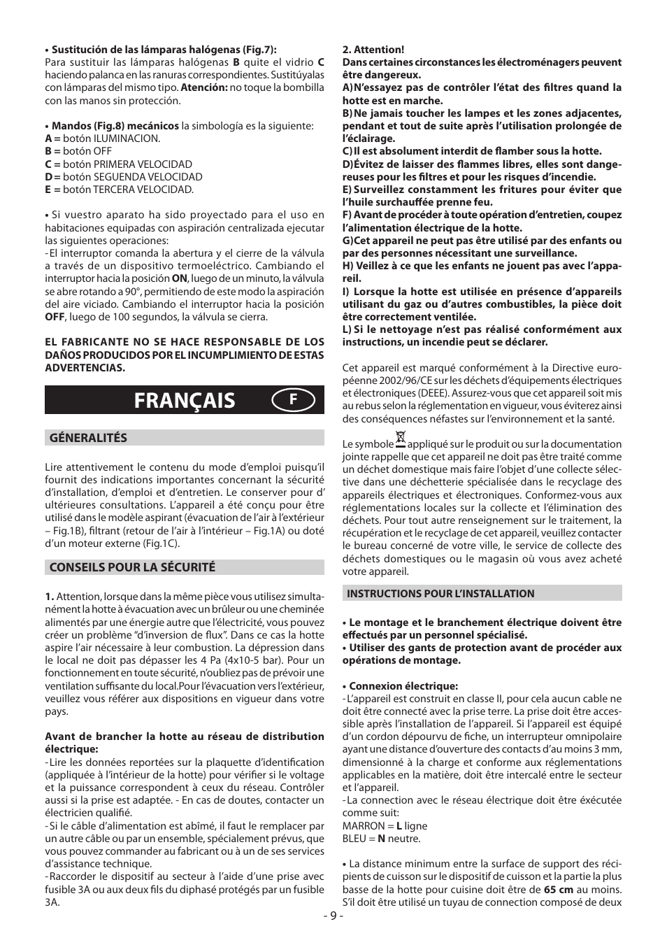 Français | Beko CWB 9420 X User Manual | Page 9 / 16