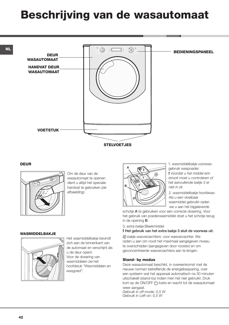Beschrijving van de wasautomaat | Hotpoint Ariston Aqualtis AQ93F 69 EU User Manual | Page 42 / 60
