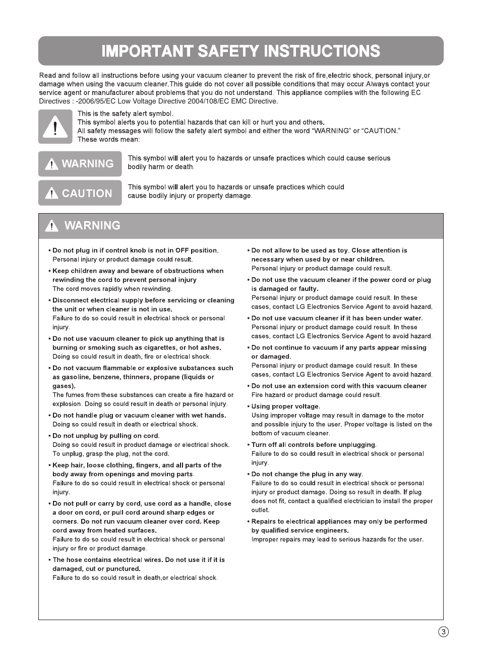 LG V-K9855ND User Manual | Page 3 / 21