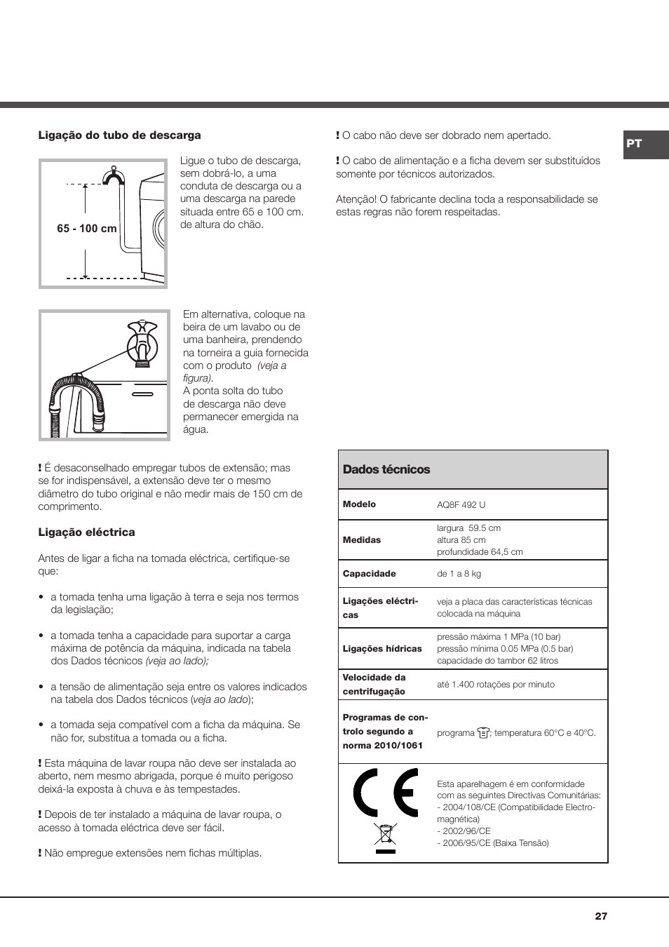 Hotpoint Ariston Aqualtis AQ8F 492 U (EU) User Manual | Page 27 / 72