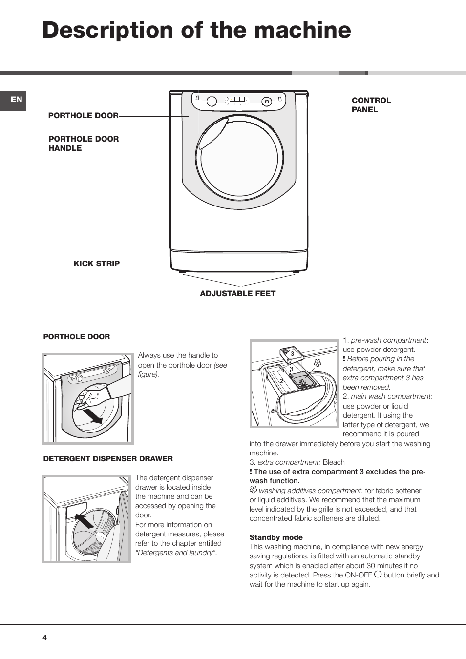 Description of the machine | Hotpoint Ariston Aqualtis AQ8F 492 U (EU) User Manual | Page 4 / 72