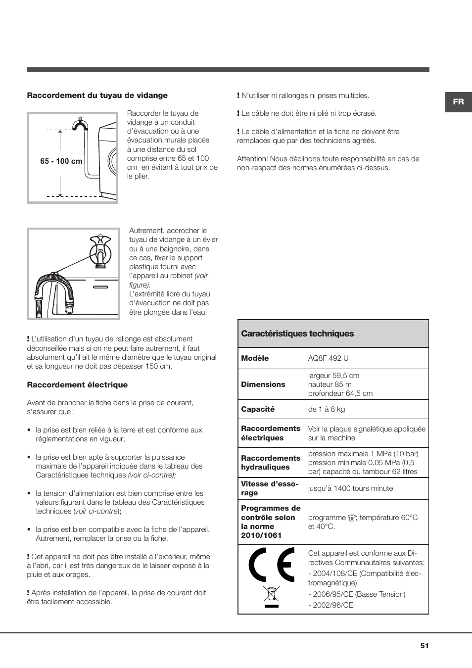 Hotpoint Ariston Aqualtis AQ8F 492 U (EU) User Manual | Page 51 / 72
