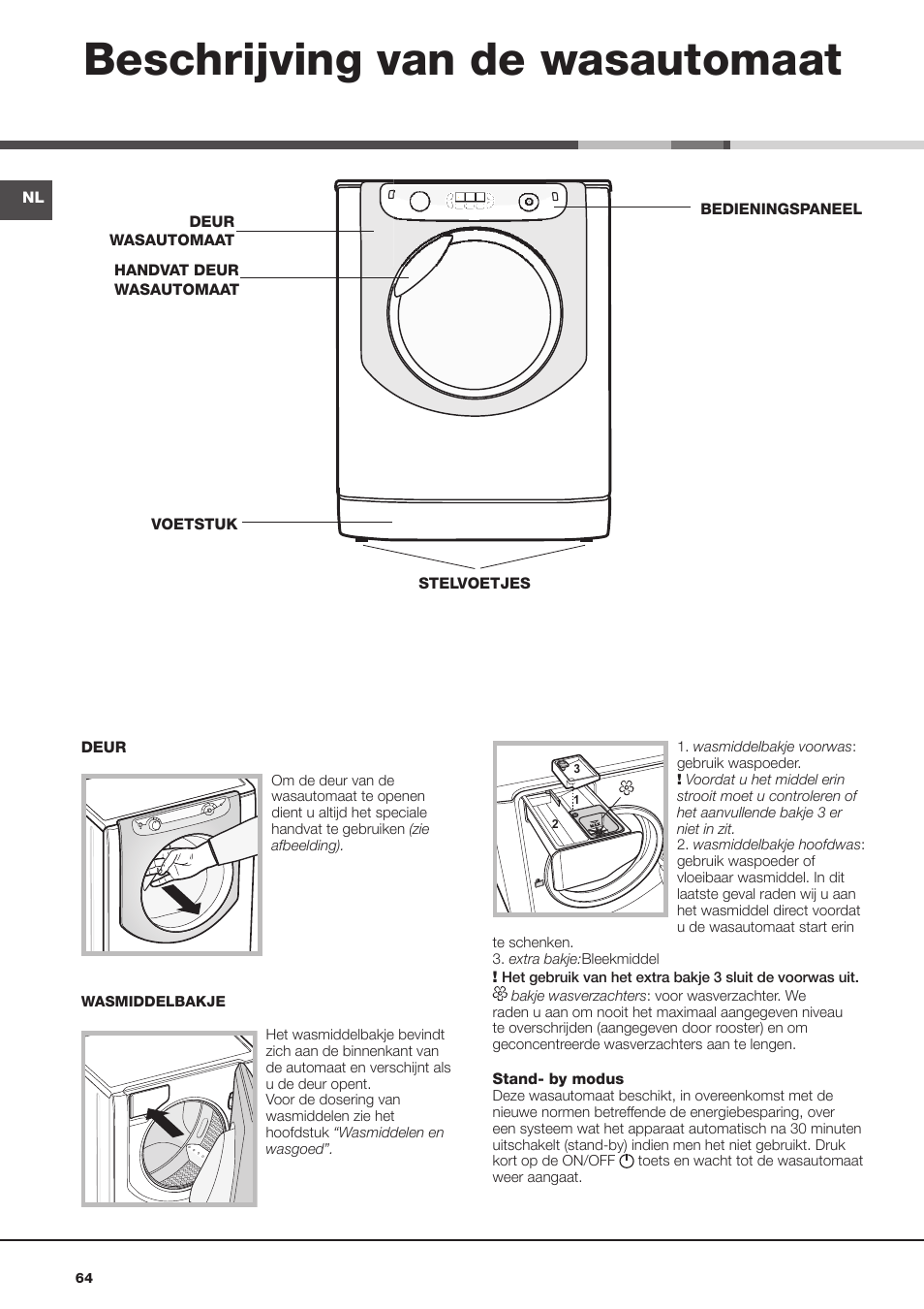 Beschrijving van de wasautomaat | Hotpoint Ariston Aqualtis AQ8F 492 U (EU) User Manual | Page 64 / 72