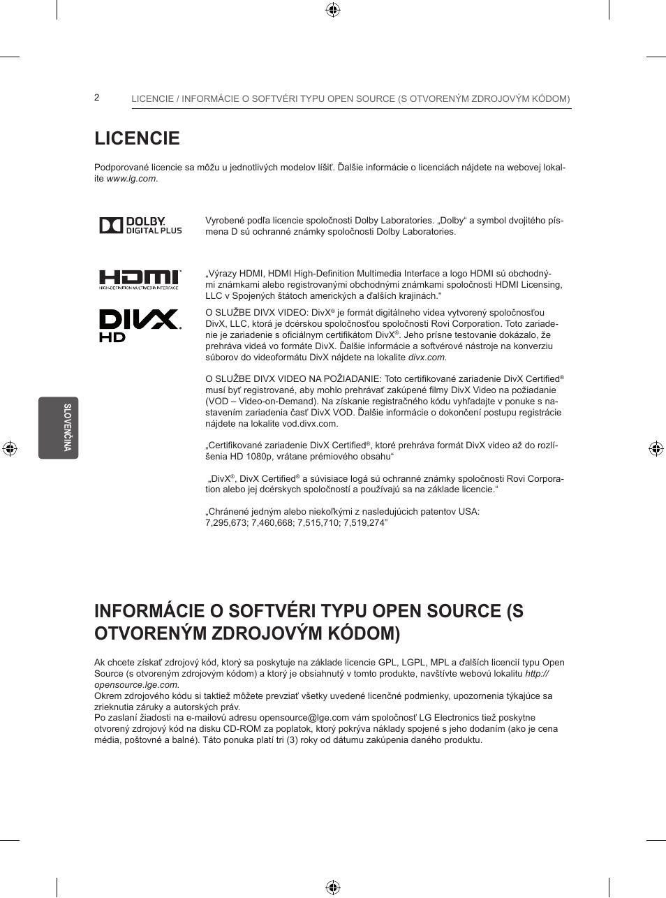 Licencie | LG 24LB457B User Manual | Page 119 / 387
