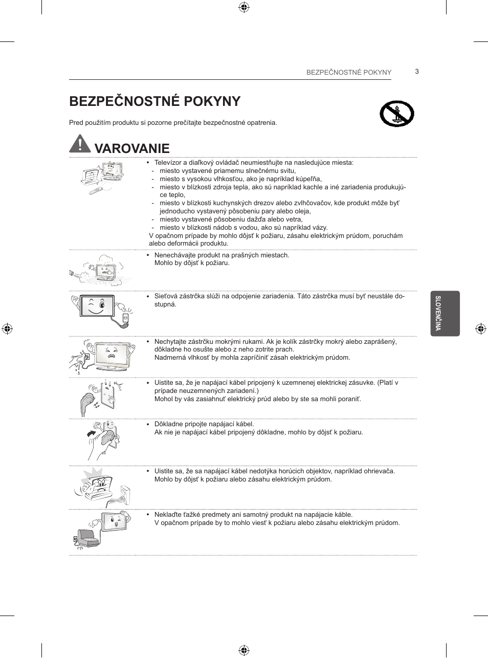 Bezpečnostné pokyny, Varovanie | LG 24LB457B User Manual | Page 120 / 387