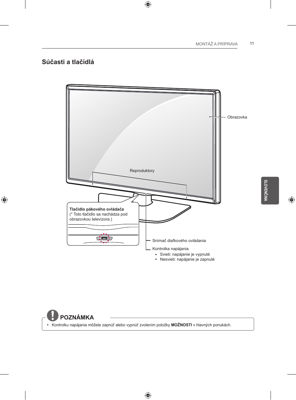 Súčasti a tlačidlá, Poznámka | LG 24LB457B User Manual | Page 128 / 387
