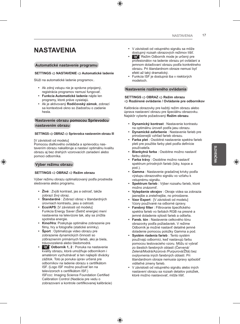 Nastavenia | LG 24LB457B User Manual | Page 134 / 387