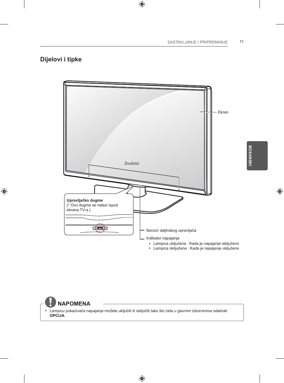 Dijelovi i tipke, Napomena | LG 24LB457B User Manual | Page 326 / 387