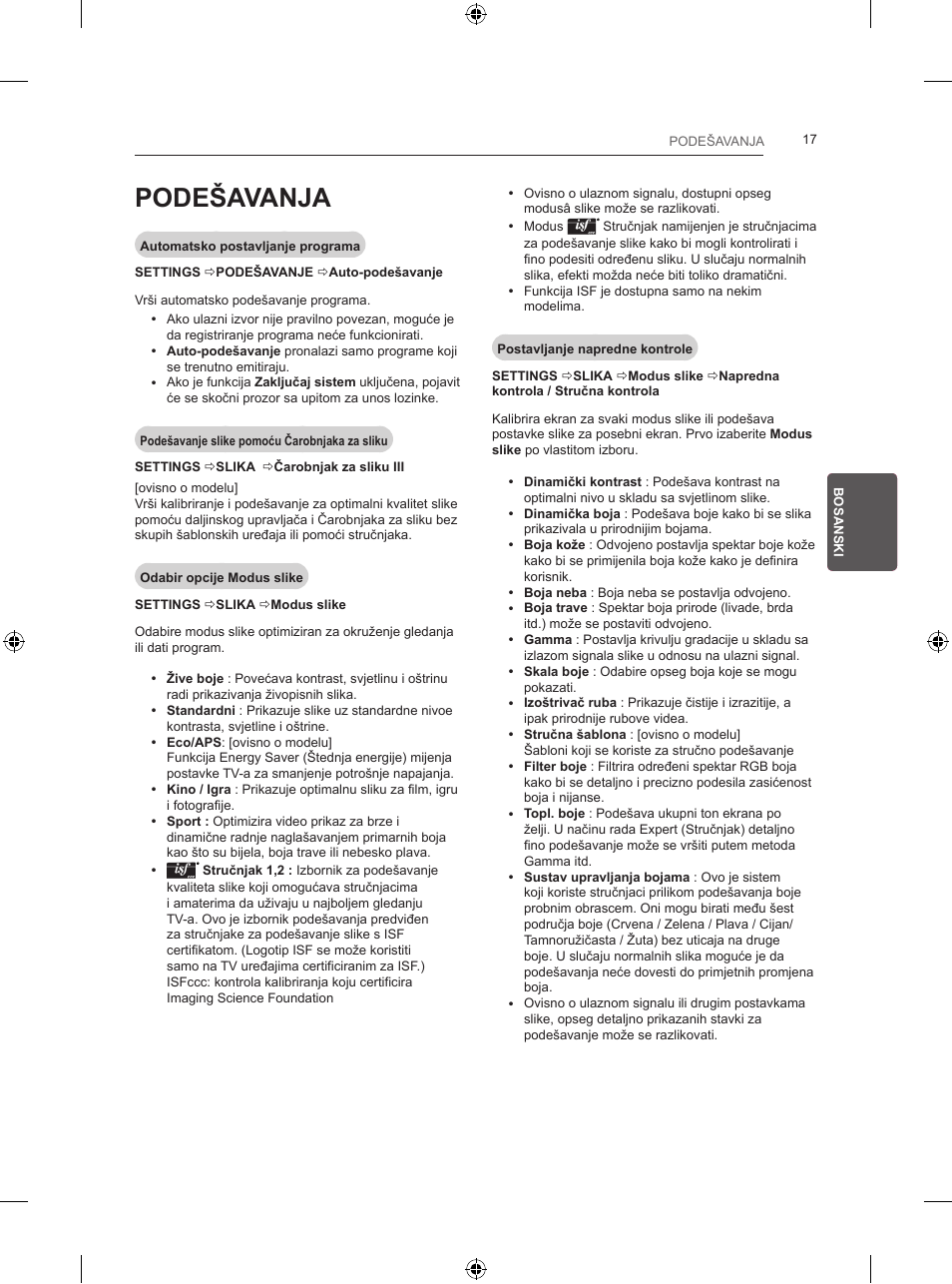Podešavanja | LG 24LB457B User Manual | Page 332 / 387
