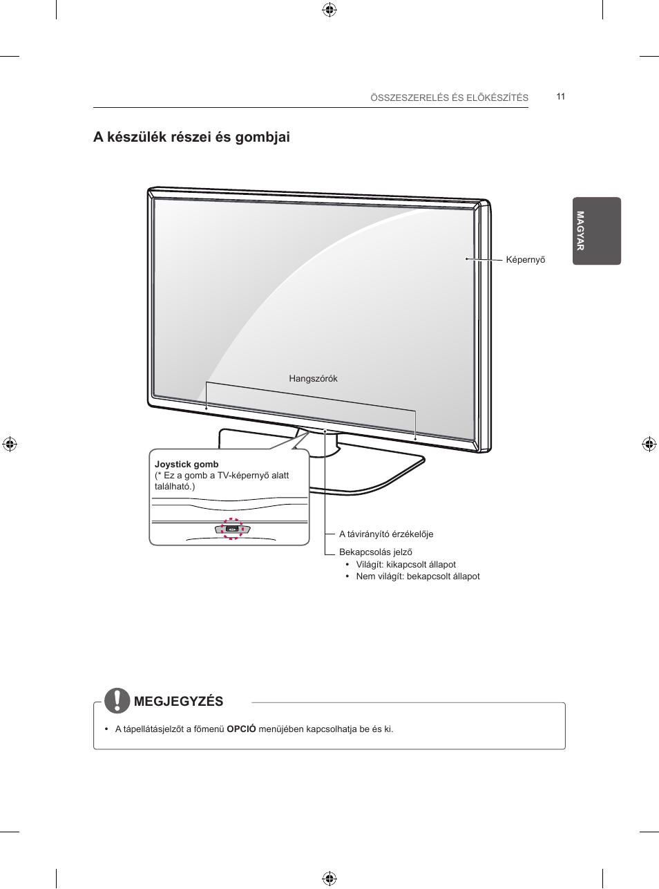 A készülék részei és gombjai, Megjegyzés | LG 24LB457B User Manual | Page 62 / 387