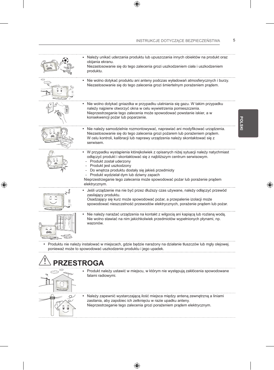 Przestroga | LG 24LB457B User Manual | Page 78 / 387