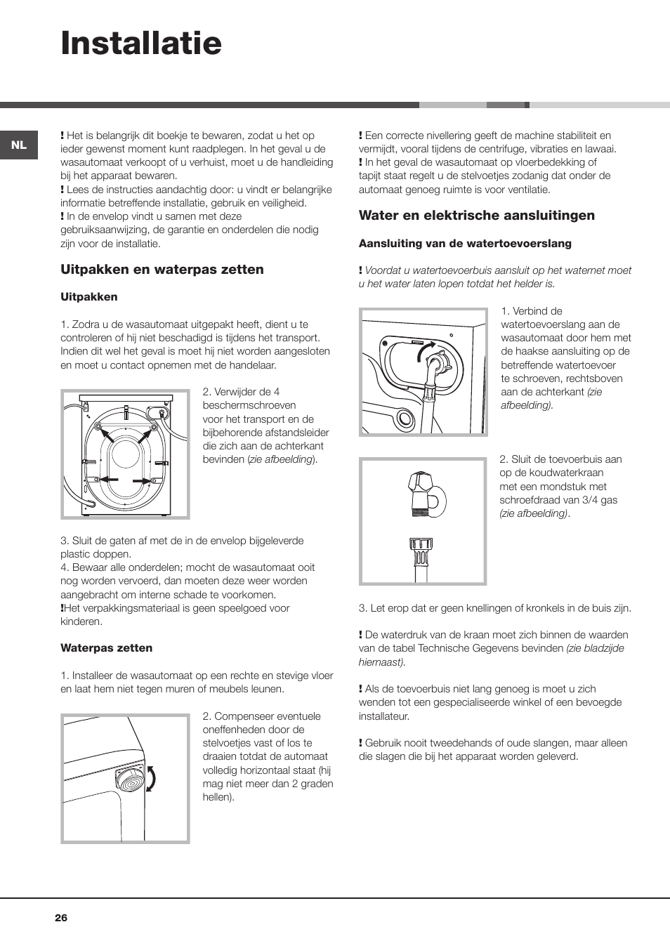 Installatie | Hotpoint Ariston Aqualtis AQ8D 492 U (EU)-VA User Manual | Page 26 / 48