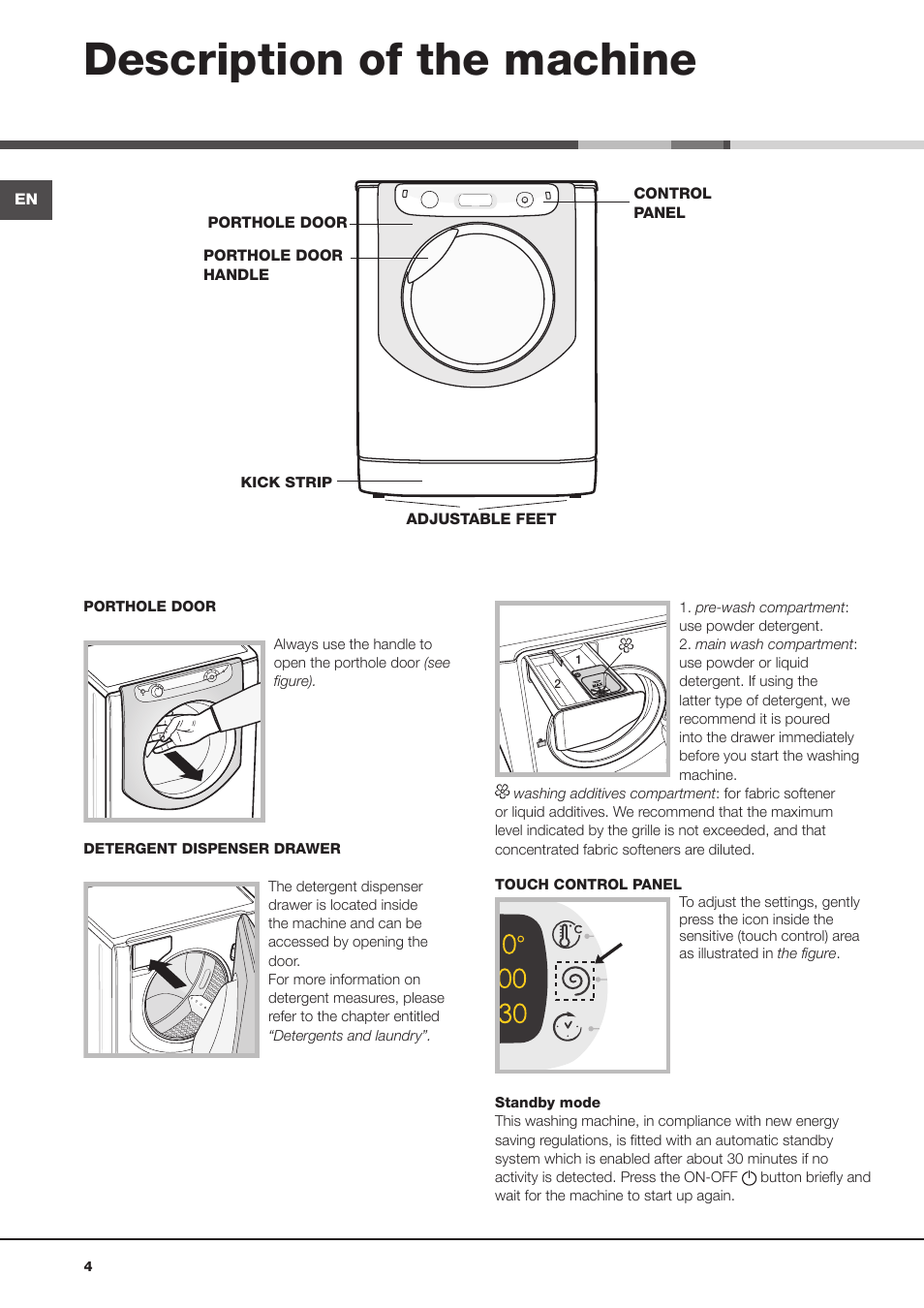 Description of the machine | Hotpoint Ariston Aqualtis AQ8D 492 U (EU)-VA User Manual | Page 4 / 48